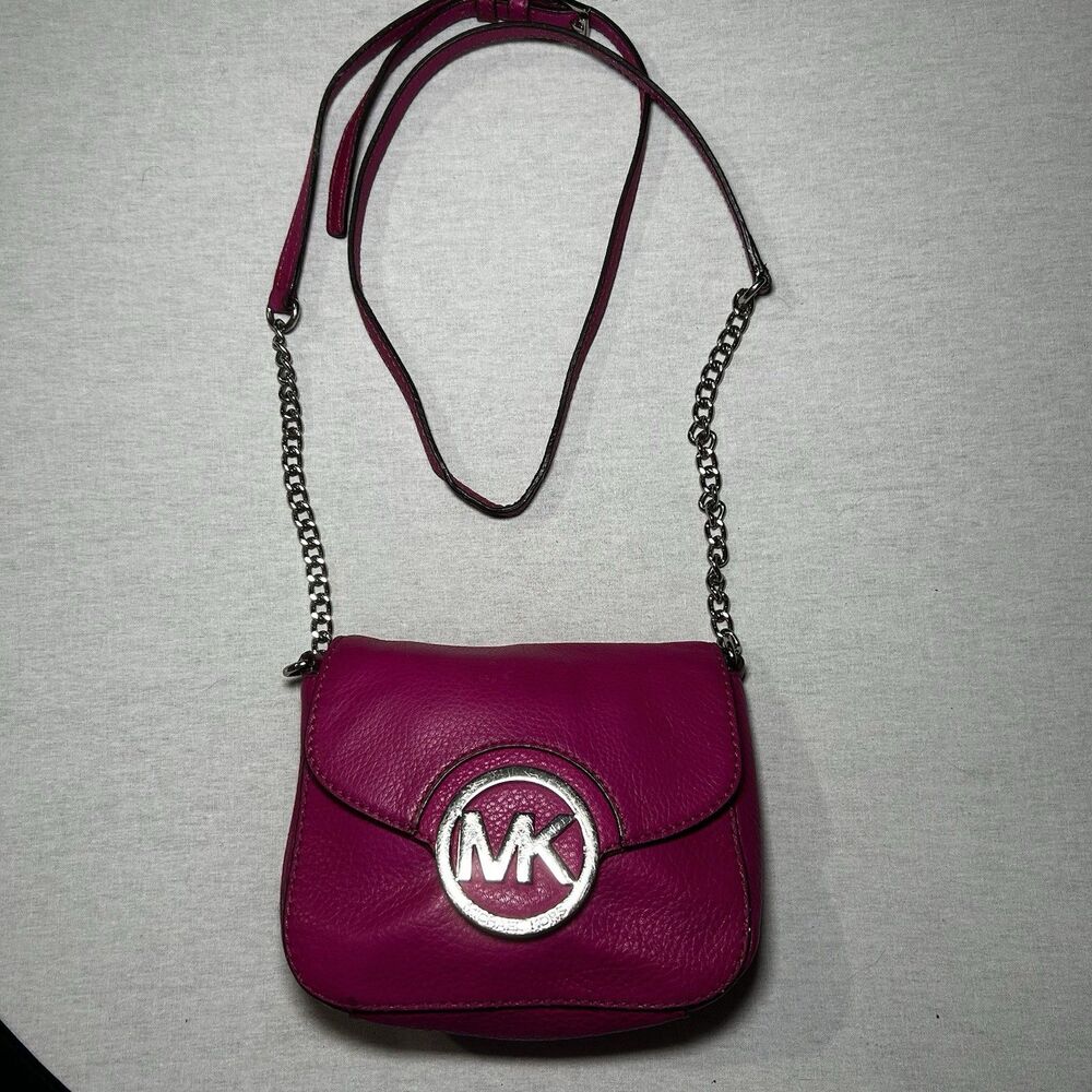 Michael Kors Fulton Small Leather Crossbody bag in hot pink